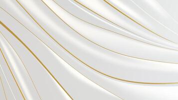 AI generated Abstract white wavy background with streaks of gold color. Textured backdrop. Elegant white modern architecture art. photo