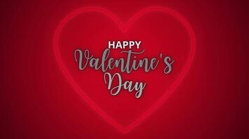 Animated Video Footage of Happy Valentine's Day, Heart, with flashing neon style on red background.