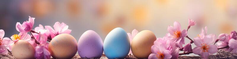AI generated Easter background banner. ai generated photo