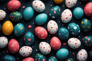 AI generated Colorful Easter eggs background. ai generated photo