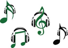 Musical notes with various sound instruments and music vector