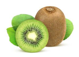 Kiwi. Whole and sliced kiwi fruit isolated photo