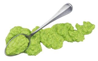 Wasabi with spoon isolated on white background photo