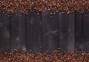 Frame of coffee beans. Top view with copy space photo