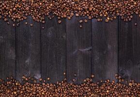 Frame of coffee beans. Top view with copy space photo