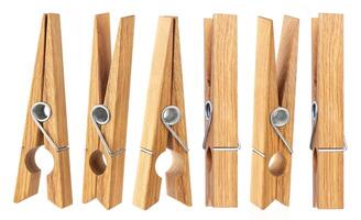 Set of clothespins isolated on white background photo