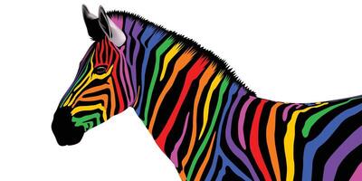 Zebra rainbow colored stripes vector illustration.