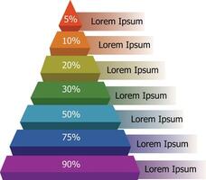 Info scheme concept. Pyramid of four multicolored lines, structure and scheme. Evaluation of information and workbot with statistics, comparison and analytics. Cartoon flat vector illustration