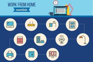 Work from home simple colored icon compilation design vector