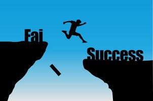 Businessman jumping between cliff, Success after fail concept vector