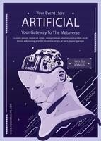 Artificial Intelligence. Human Consciousness. Mind Process. Human vs Robot. Scientific Digital Design Template. Personality. Vector illustration