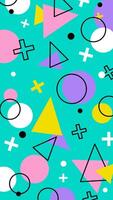 Colorful geometric shape 90s style background ready to post vector