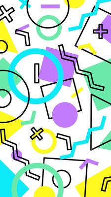 Colorful geometric shape 90s style background ready to post