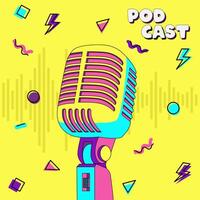 Feel the Music retro podcast graphic style ilustration vector