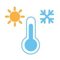 Thermometer icon. High temperature thermometer and sun and low temperature thermometer and ice vector