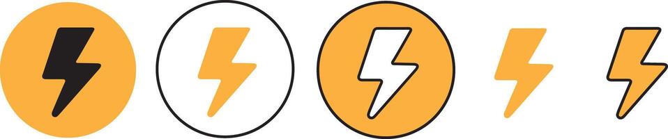 Lightning bolt, Flash electric, Thunderbolt icon symbol signs for apps and websites vector