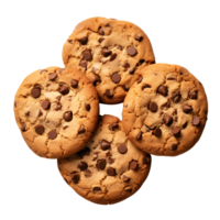 ai gegenereerd chocola spaander koekjes beeld Aan een Doorzichtig achtergrond png