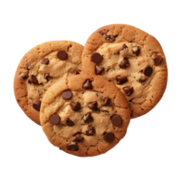 ai generado chocolate chip galletas con claro antecedentes transparencia png