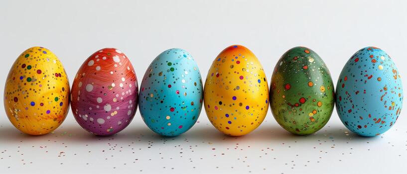 AI generated Colorful easter eggs with glitter isolated on white background photo