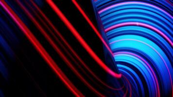 Animation of glowing neon lines. Abstract background with wavy color lines. Concept of computer graphics video