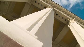 Close-up of a line of Greek-style columns. Scene. Old building with columns video