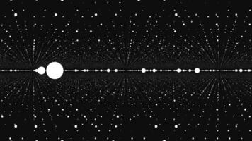 Dot particle design, abstract fractal point geometry. Virtual artistic cosmos, dynamic perspective geometry space video