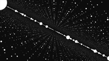 Punkt Partikel Design, abstrakt fraktal Punkt Geometrie. virtuell künstlerisch Kosmos, dynamisch Perspektive Geometrie Raum video