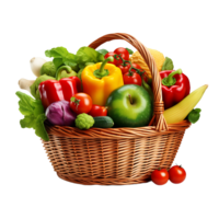 AI generated Basket Overflowing with Isolated Vegetables on a Clear Canvas png