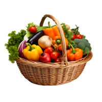 AI generated Transparent Basket Laden with a Variety of Vegetables png