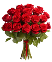 ai généré cramoisi charme, coupé rouge des roses bouquet sur une clair Toile png
