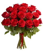 ai generado carmesí encanto, separar rojo rosas ramo de flores en un claro lona png