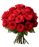 ai généré rubis rouge bouquet, clair Couper des roses sur une transparent Contexte png