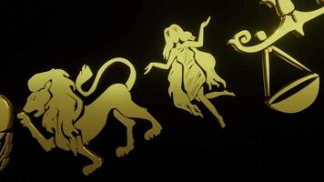 astrologique signe. zodiaque signe remplacer chaque autre dans le nuit ciel. horoscope video