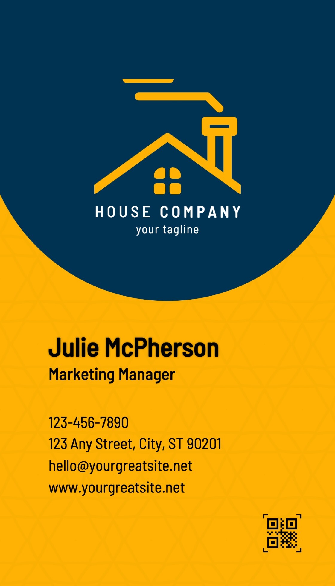 Blue and Yellow Modern Minimalist Marketing Business Card