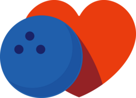 bowling love ball and heart flat color png