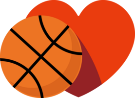 basketball love ball and heart flat color png