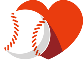 baseball amore palla e cuore piatto colore png