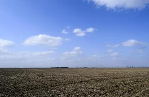 The plowed field. Spring processing of farmlands. photo