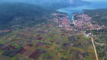 Visualizza di stari grad pianura hvar isola nel Croazia. il stari grad pianura è un incredibile unesco mondo eredità luogo, dove il agricoltura tecniche in pratica non lo sono cambiato da il 4 ° secolo avanti Cristo. video