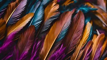 AI generated colorful feathers of the feathers video