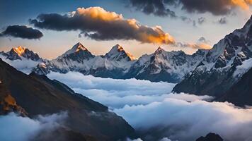 ai gerado espaço de tempo Everest neve montanhas nascer do sol video