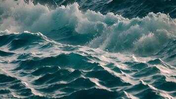 AI generated beautiful waves on the blue abstract surface in the sea video