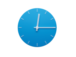 Minimal Clock time quarter past twelve o'clock or Twelve fifteen 3d illustration png