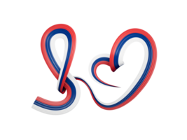 Serbian flag heart shaped ribbon. 3d illustration. png