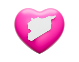 3d rosado corazón con 3d blanco mapa de Siria, 3d ilustración png