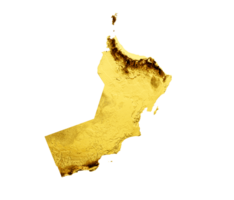 Oman Map Golden metal Color Height map 3d illustration png