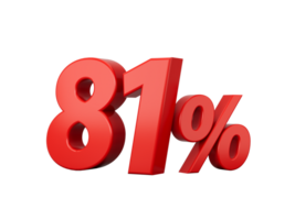 3d Red 81Percent, Eighty One Percent Sign 3d illustration png