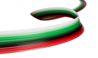 espiral de cinta ondeando con la bandera de los emiratos árabes unidos. ilustración 3d del día de la independencia png