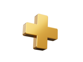 3d Plus Symbol Gold 3d Illustration png