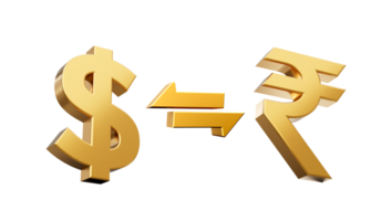 3d Golden Dollar And Indian Rupee Symbol Icon With Money Exchange Arrow, 3d illustration png